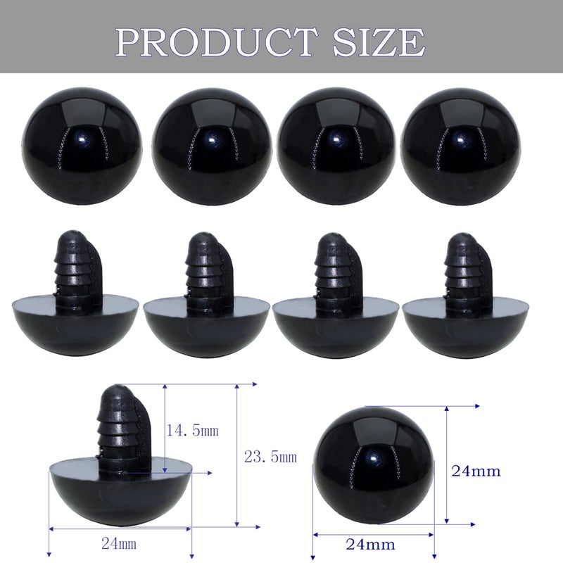 ARTCXC 1Box(20Pcs) 24MM Large Colorful Plastic Safety Eyes Craft Eyes with Sturdy Washers for Doll, Puppet, Plush Animal DIY Making - Image 3